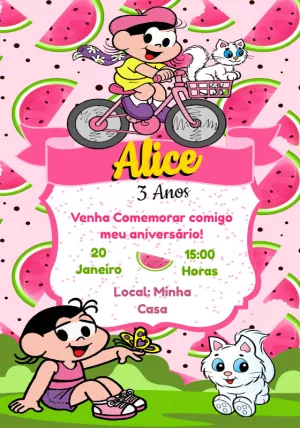 Invitation d'anniversaire Turma da Mônica – Statique – Josy