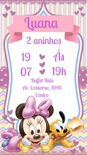Convite de Aniversário Minnie Baby para Editar Online