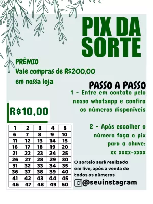 Modelo de Rifa Pix da Sorte Editável para Sorteio Online