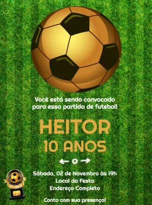 Convite Aniversário Futebol Campo e Bola para Editar Online