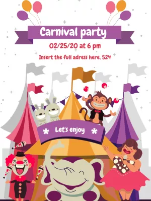 Carnival Party Invitation with Characters to Edit Online
