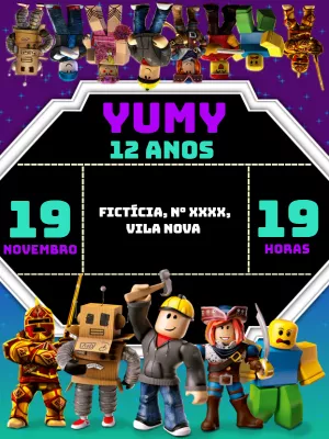Invito di compleanno Roblox – Statico – Lilian Designer