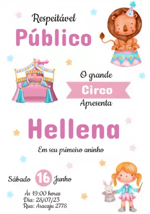 Invitation d'anniversaire Cirque – Statique – Thainá Nicolau 