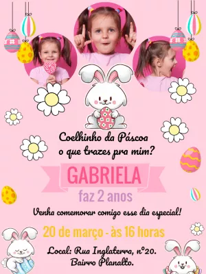 Convite Aniversário Páscoa com Foto para Editar Online