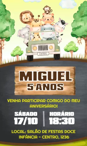 Safari Birthday Invitation – Static – Idesign Personalizados
