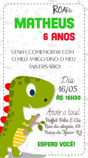 Invitación de cumpleaños Dinosaurio – Estático – Felicity Artes