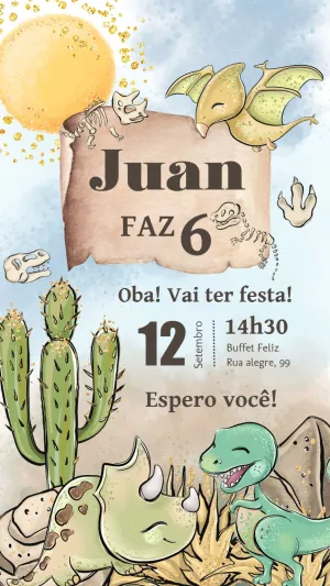 Invitación de cumpleaños Dinosaurio – Estático – Felicity Artes
