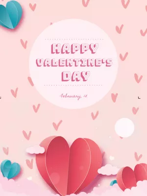Valentine's Day Card with Paper Hearts to Edit Online
