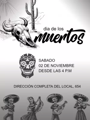 Invitación Día de los Muertos con calaveras para Editar Online