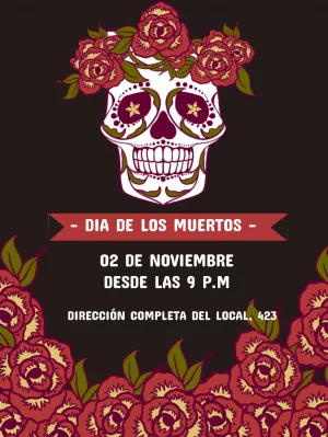 Invitación Día de los Muertos con Calavera para Editar Online