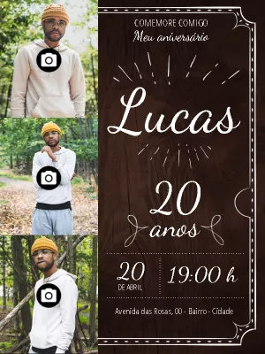 Convite de Aniversário Masculino com Foto para Editar Online