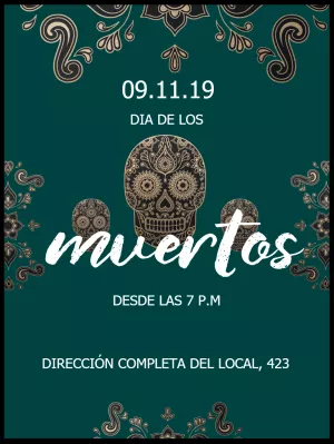Invitación Día de los Muertos con Calaveras para Editar Online