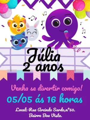 Convite de Aniversário Bolofofos com Personagens para Editar