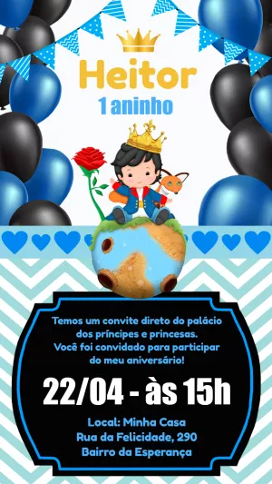 Convite Aniversário Pequeno Príncipe para Editar Online