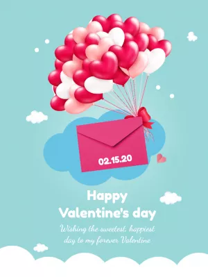 Romantic Valentine's Day Post with Heart Balloons to Edit
