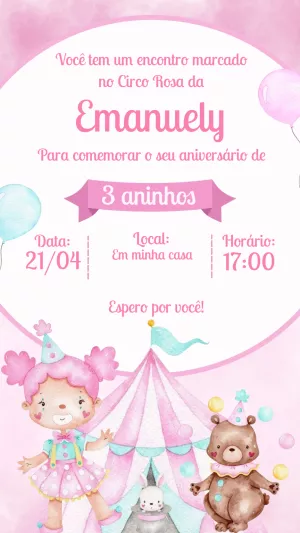 Invitation d'anniversaire Cirque – Statique – Laiane