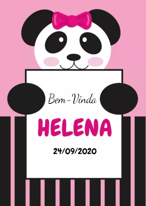 Quadro Maternidade Panda Menina para Editar e Imprimir