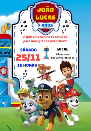 Invito di compleanno Paw Patrol – Statico – Baby Convites