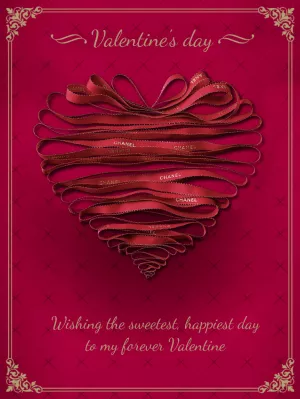Valentine's Day Card with Ribbon Heart to Edit Online