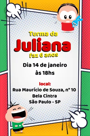 Invitation d'anniversaire Turma da Mônica – Statique – PH DESIGNER 87