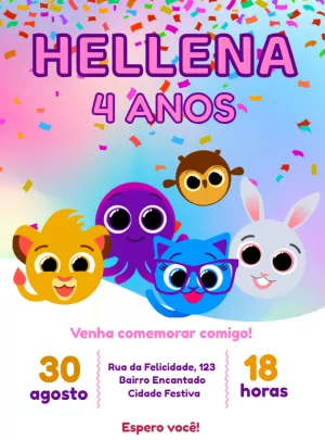 Invitación de cumpleaños Bolofofos – Estático – Decore Arte