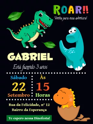 Invitación de cumpleaños Dinosaurio – Estático – Pedro Henrique