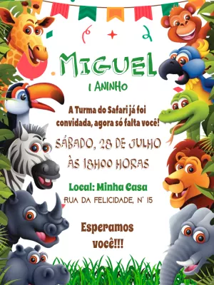 Safari Birthday Invitation – Static – Pedro Henrique