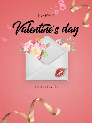 Editable Valentine's Day Post with Floral Envelope Online