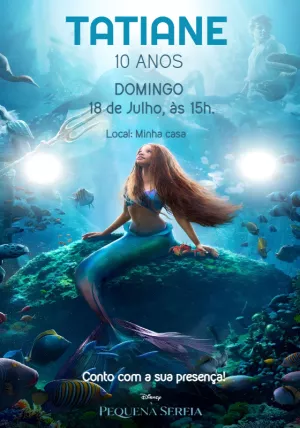 Convite Aniversário A Pequena Sereia para Editar Online