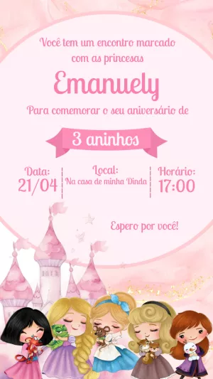 Invito di compleanno Principesse – Statico – Laiane