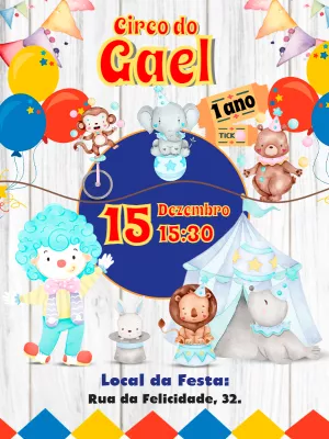 Circus Birthday Invitation – Static – Pedro Henrique