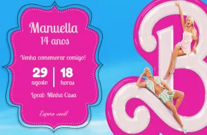 Invitación de cumpleaños Barbie – Estático – Decore Arte