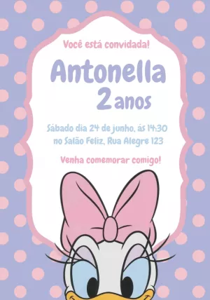 Convite Aniversário Margarida para Editar Online