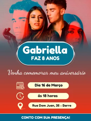 Convite de Aniversário Tema Musical Pop para Editar Online