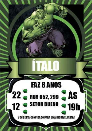 Convite de Aniversário Incrível Hulk para Editar Online
