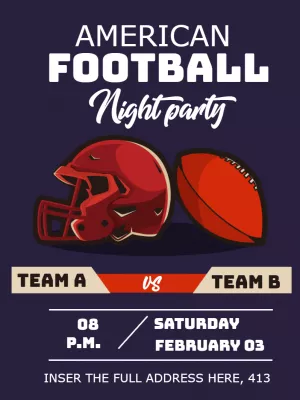 American Football Party Invitation with Helmet to Edit Online