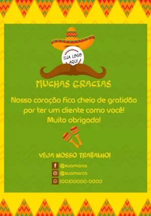 Cartão de Agradecimento Tema Mexicano para Editar Online