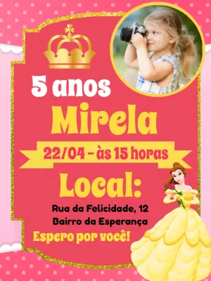 Invitación de cumpleaños Princesas – Estático – Pedro Henrique