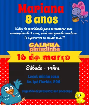 Galinha Pintadinha Birthday Invitation – Static – ig: @illustragio