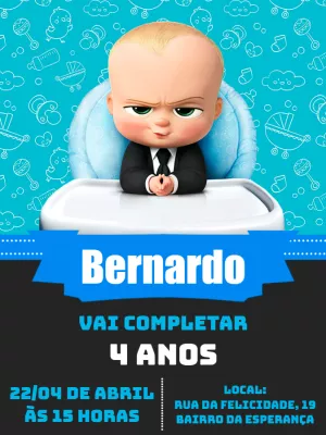 Convite de Aniversário O Poderoso Chefinho para Editar Online