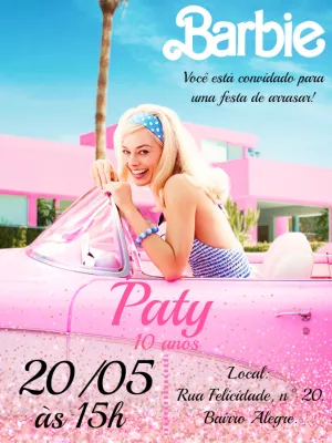 Invitación de cumpleaños Barbie – Estático – Gley Leobas