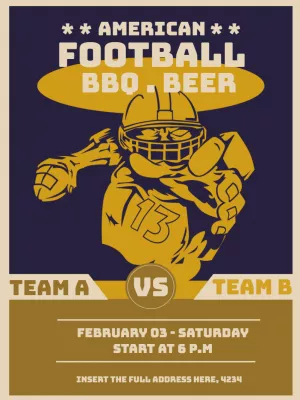 Vintage American Football Party Invitation to Edit Online