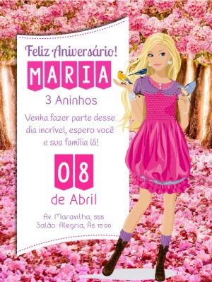 Invitación de cumpleaños Barbie – Estático – Wolf Designer