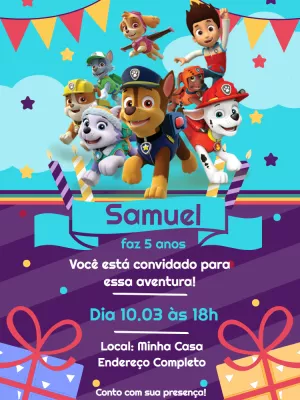 Invito di compleanno Paw Patrol – Statico – Jonathan Fiuza
