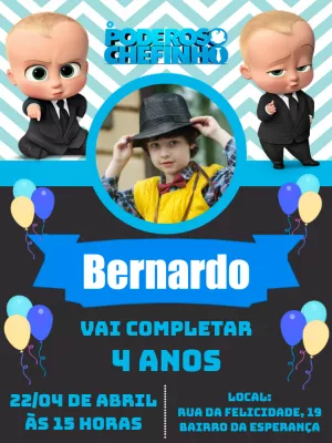Convite O Poderoso Chefinho com Foto para Editar Online