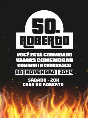 Convite de Aniversário Churrasco Rústico para Editar Online