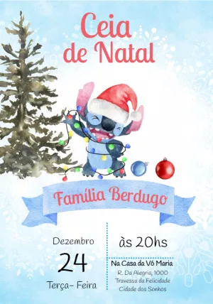 Convite de Natal do Stitch para Editar Online e Imprimir
