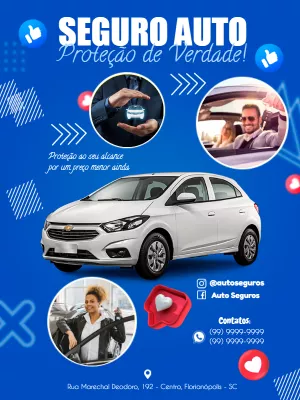 Post para Seguro de Carro: Arte Editável para Divulgar