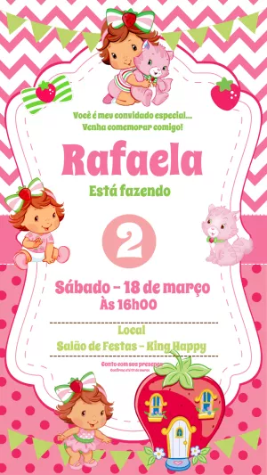 Convite Aniversário Moranguinho Baby para Editar Online