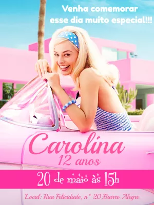 Invitación de cumpleaños Barbie – Estático – Gley Leobas